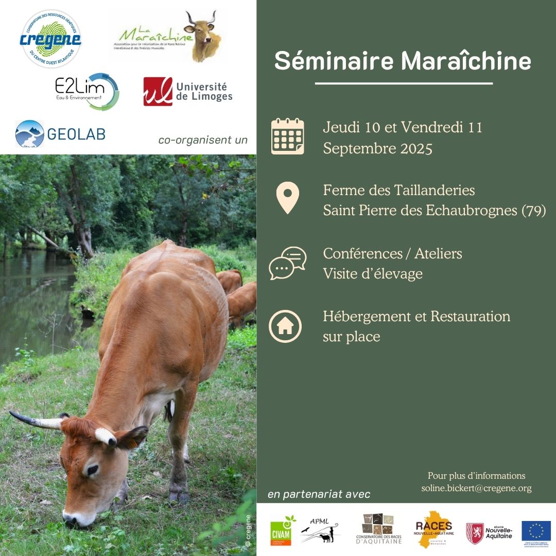 Invitation Séminaire Maraîchine, septembre 2025 - Ferme des Taillanderies, Saint Pierre des Echaubrognes (Deux-Sèvres) - Cregene Université de Limoges Geolab E2lim