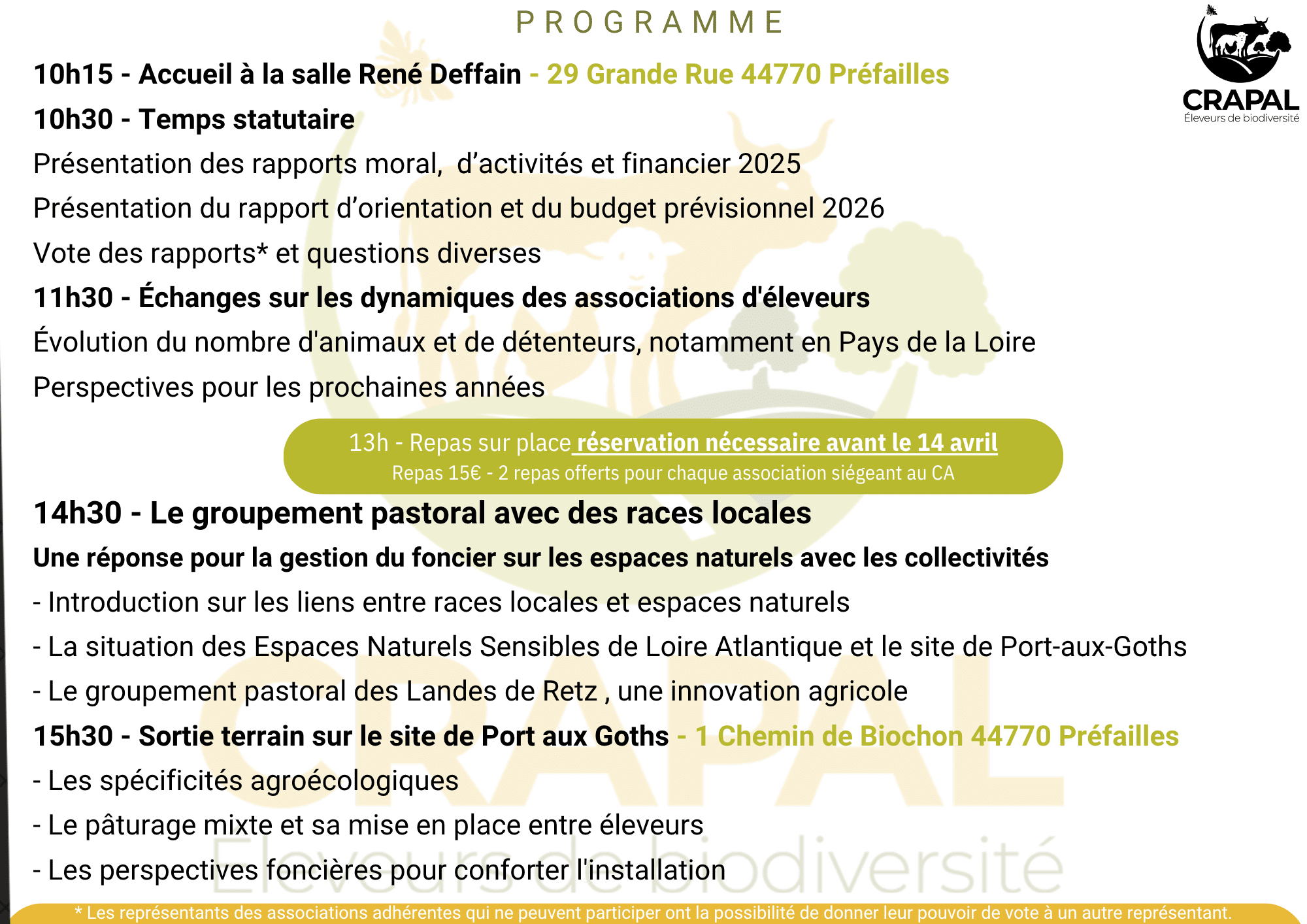Programme Assemblée Générale du CRAPAL 2026